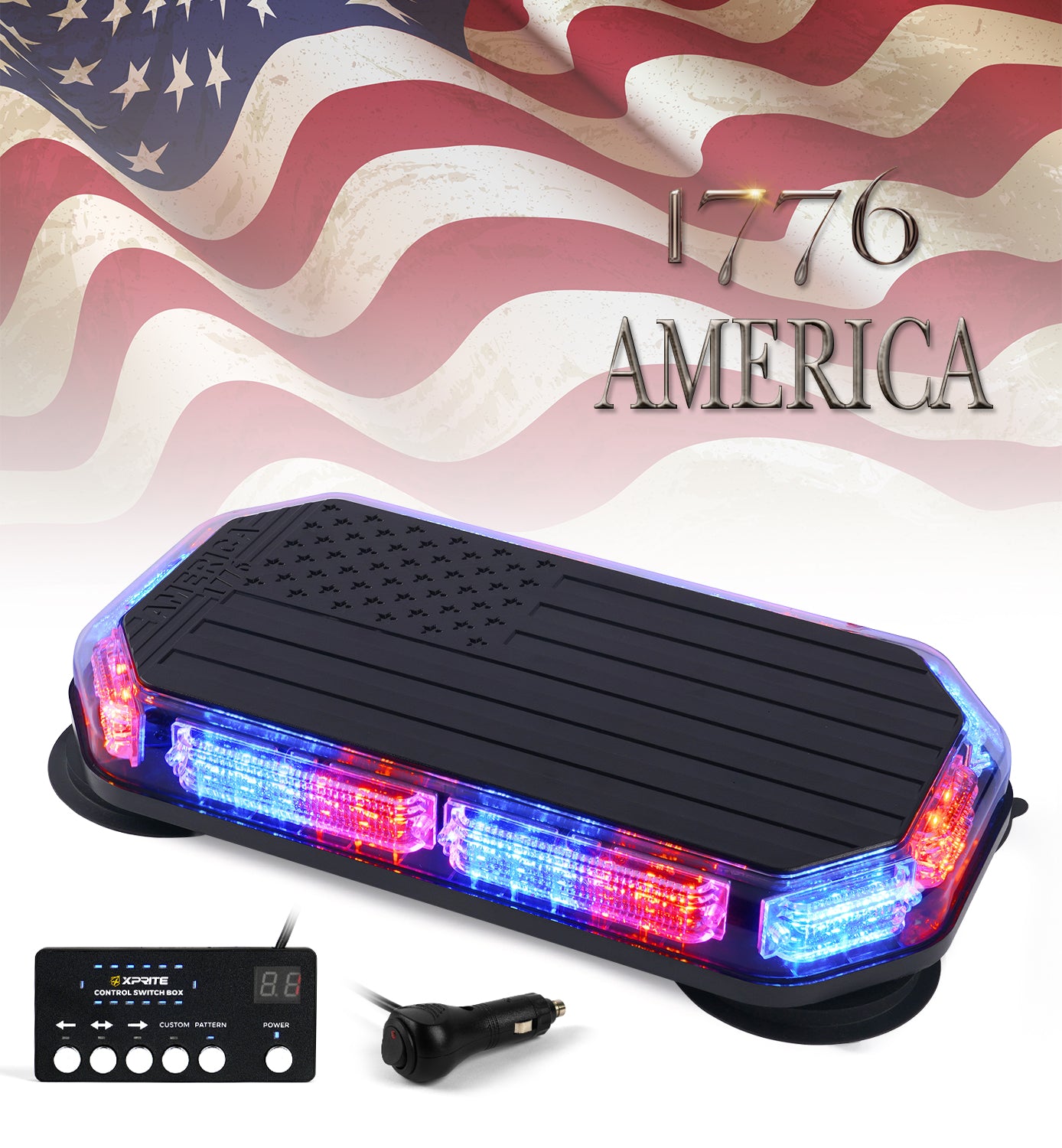 42 LED Rooftop Strobe Light with American Flag Design
