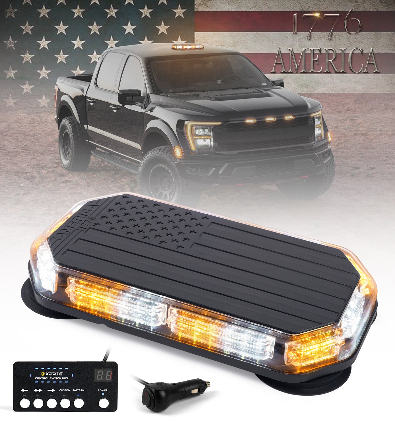 42 LED Rooftop Strobe Light with American Flag Design