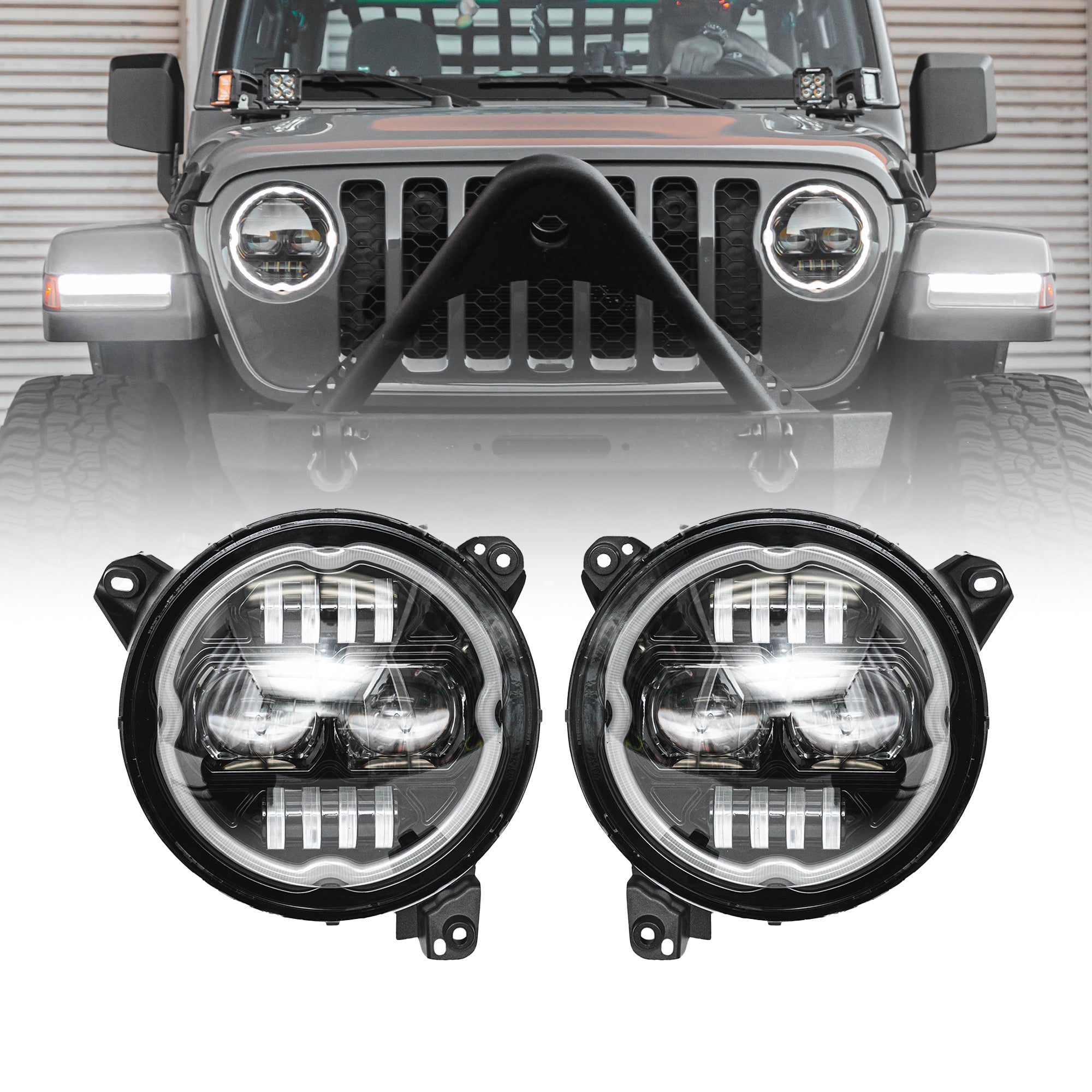 9-Inch Headlights with DRL & Halo