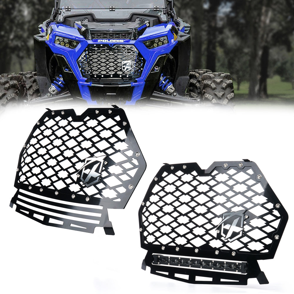 Black Steel Mesh Grille with Badge for 2019-2020 Polaris RZR 1000 XP Turbo